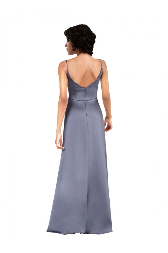 Silk like Satin V-Neck Column Black Formal Evening Gown / Prom Dress / Bridesmaid Dress Manchester