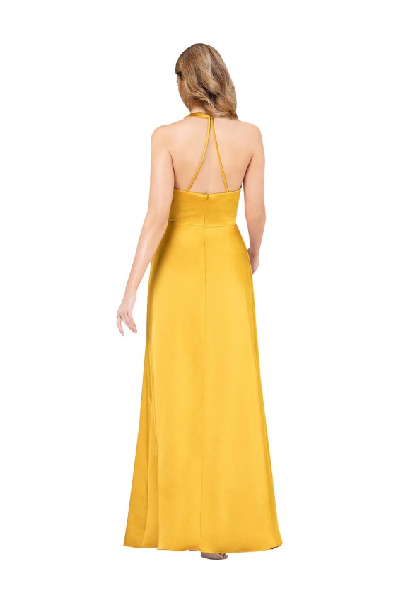 Silk like Satin V-Neck Open Back A-Line Formal Dress / Bridesmaid Dress Manchester