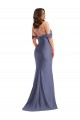Silk like Satin Off the Shoulder Low Back Mermaid French Blue Black Tie Plus Size Evening Gown / Prom Dress / Bridesmaid Dress Manchester