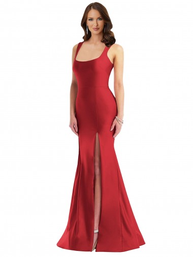 Silk like Satin Square Neck Mermaid Red Formal Plus Size Evening Gown / Prom Dress / Bridesmaid Dress Manchester