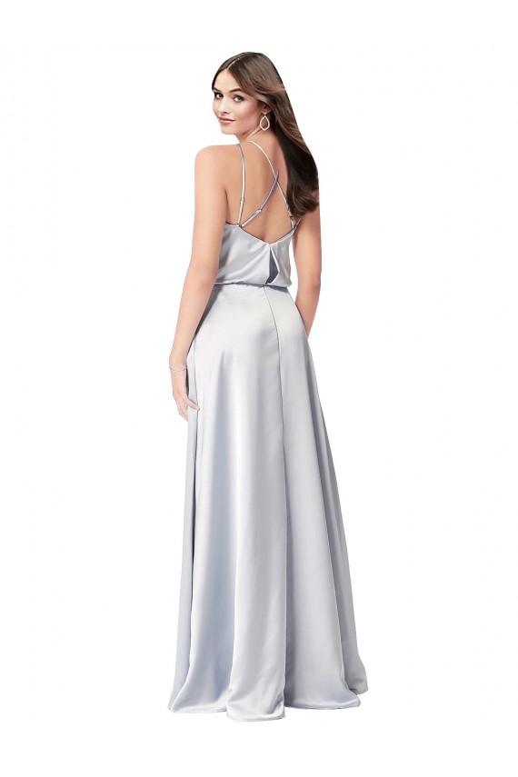 Silk like Satin Halter Neck Open Back A-Line Fog Formal Evening Gown / Bridesmaid Dress Manchester