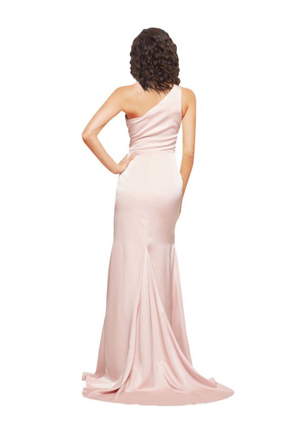 Silk like Satin One Shoulder Sheath Pink Black Tie Evening Dress / Prom Dress / Bridesmaid Dress Manchester