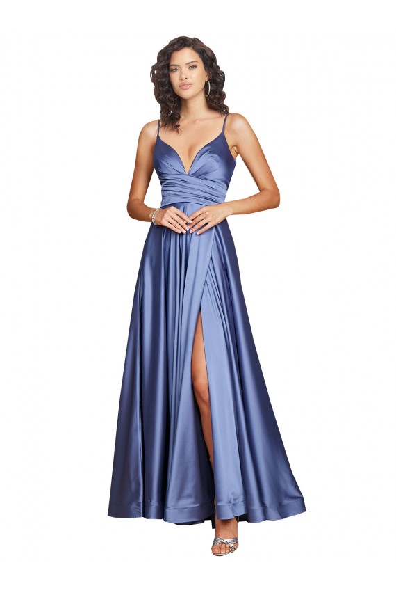 Silk like Satin Sweetheart Low Back A-Line French Blue Black Tie Evening Gown / Prom Dress / Bridesmaid Dress Manchester
