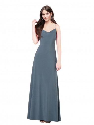 Spandex V-Neck Low Back A-Line Slate Grey Prom Dress / Bridesmaid Dress Manchester