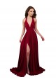 Spandex V-Neck Open Back A-Line Burgundy Black Tie Evening Gown / Prom Dress / Bridesmaid Dress Manchester