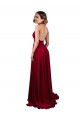 Spandex V-Neck Open Back A-Line Burgundy Black Tie Evening Gown / Prom Dress / Bridesmaid Dress Manchester