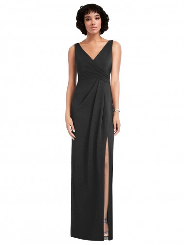 Spandex V-Neck V-Back Sheath Black Formal Evening Gown / Prom Dress / Bridesmaid Dress Manchester