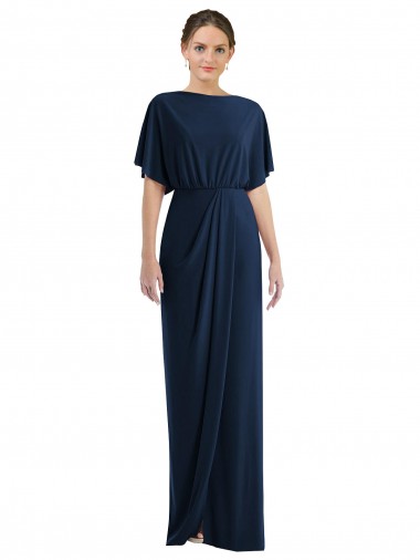 Spandex Bateau Neck Open Back Sheath Dark Navy Semi Formal Evening Dress / Prom Dress / Bridesmaid Dress Manchester