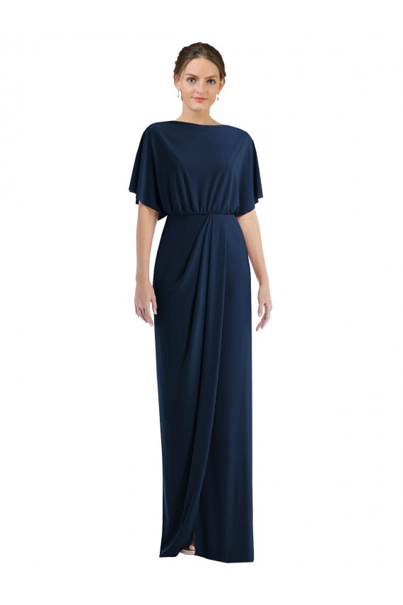 Spandex Bateau Neck Open Back Sheath Dark Navy Semi Formal Evening Dress / Prom Dress / Bridesmaid Dress Manchester