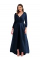 Spandex V-Neck Ball Gown Dark Navy High Low Plus Size Evening Gown / Prom Dress / Bridesmaid Dress Manchester