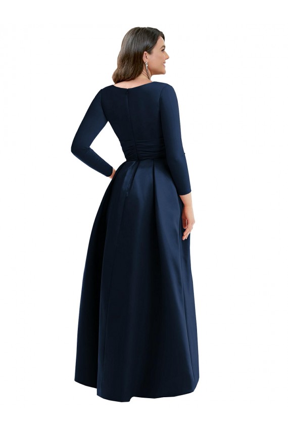 Spandex V-Neck Ball Gown Dark Navy High Low Plus Size Evening Gown / Prom Dress / Bridesmaid Dress Manchester