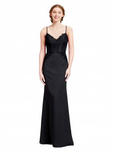 Stretch Crepe V-Neck Low Back Mermaid Black Prom Dress / Bridesmaid Dress Manchester