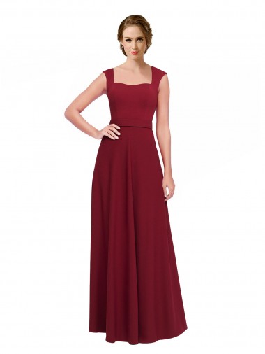Stretch Crepe Square Neck A-Line Burgundy Prom Dress / Bridesmaid Dress Manchester