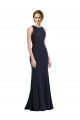 Stretch Crepe High Neck Keyhole Back Sheath Dark Navy Black Tie Prom Dress / Bridesmaid Dress Manchester