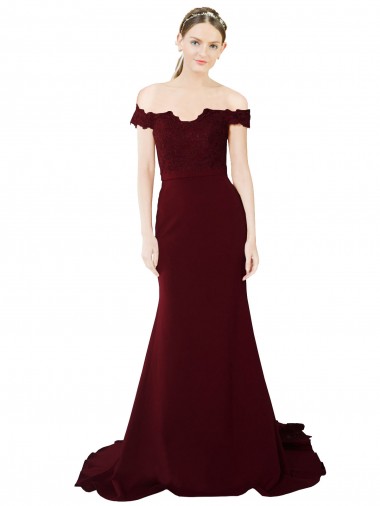 Stretch Crepe & Lace Sweetheart V-Back Mermaid Burgundy Gold Formal Evening Gown / Prom Dress / Bridesmaid Dress Manchester