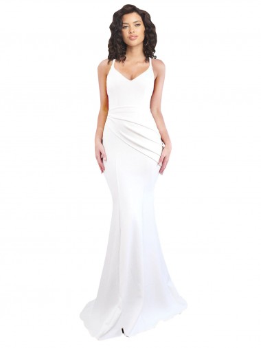 Stretch Crepe High Neck Low Back Mermaid White Black Tie Evening Gown / Prom Dress / Bridesmaid Dress Manchester