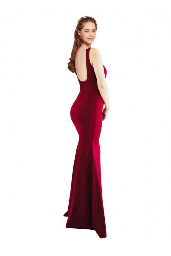 Stretch Crepe Square Neck Mermaid Burgundy Formal Evening Gown / Prom Dress / Bridesmaid Dress Manchester