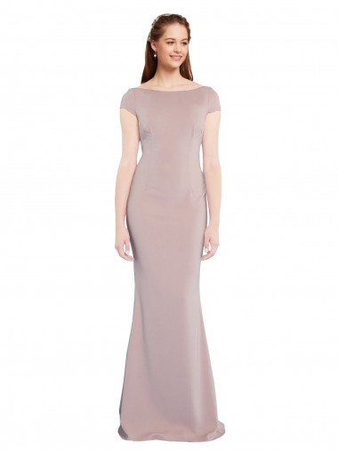 Stretch Crepe Boat Neck Tie Back Mermaid Dusty Pink Formal Evening Gown / Prom Dress / Bridesmaid Dress Manchester