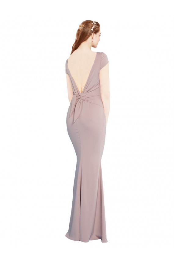 Stretch Crepe Boat Neck Tie Back Mermaid Dusty Pink Formal Evening Gown / Prom Dress / Bridesmaid Dress Manchester