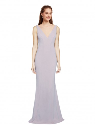 Stretch Crepe V-Neck Keyhole Back Mermaid Arctic Lilac Formal Evening Gown / Prom Dress / Bridesmaid Dress Manchester