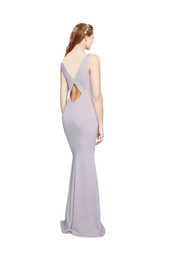 Stretch Crepe V-Neck Keyhole Back Mermaid Arctic Lilac Formal Evening Gown / Prom Dress / Bridesmaid Dress Manchester