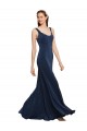 Stretch Crepe Round Neck Low Back A-Line Dark Navy Prom Dress / Bridesmaid Dress Manchester