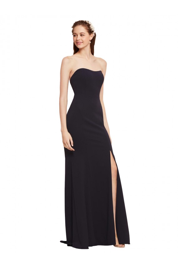 Stretch Crepe Strapless Low Back A-Line Dark Navy Formal Evening Gown / Prom Dress / Bridesmaid Dress Manchester