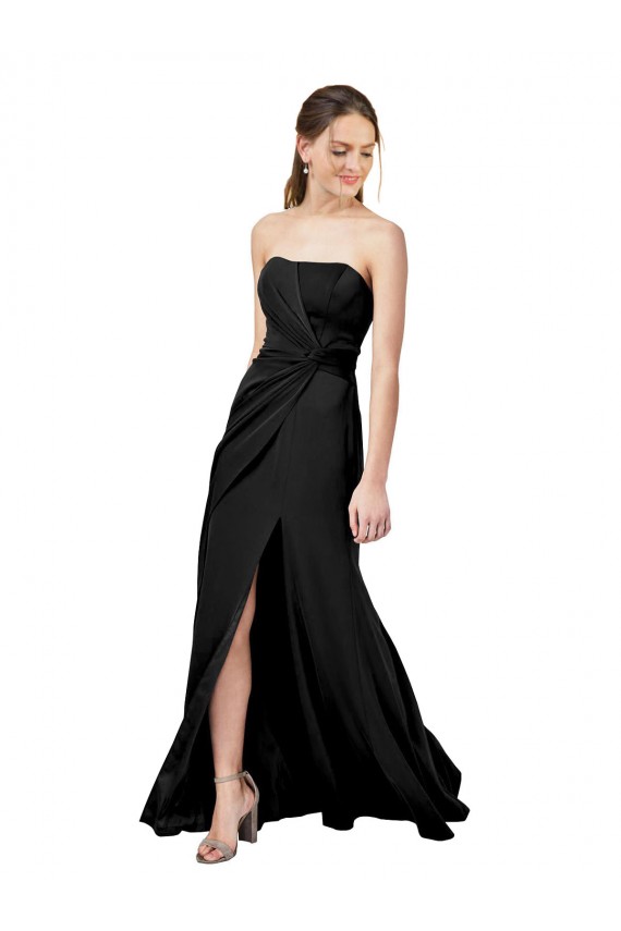 Stretch Crepe Strapless Low Back Sheath Black Formal Dress / Bridesmaid Dress Manchester