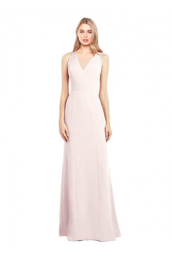 Stretch Crepe V-Neck Keyhole Back Trumpet Pink Semi Formal Evening Dress / Prom Dress / Bridesmaid Dress Manchester
