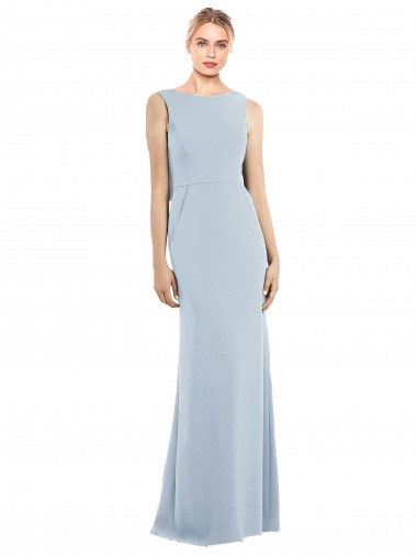 Stretch Crepe Bateau Neck Backless Trumpet Light Sky Blue Semi Formal Evening Dress / Prom Dress / Bridesmaid Dress Manchester