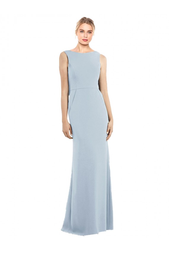 Stretch Crepe Bateau Neck Backless Trumpet Light Sky Blue Semi Formal Evening Dress / Prom Dress / Bridesmaid Dress Manchester