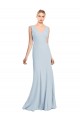 Stretch Crepe V-Neck Low Back Trumpet Light Sky Blue Bridesmaid Dress / Formal Dress Manchester