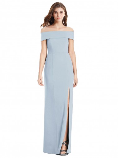 Stretch Crepe Off the Shoulder Trumpet Light Sky Blue Formal Dress / Bridesmaid Dress Manchester