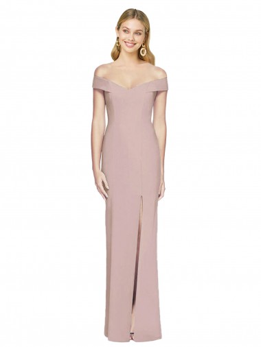 Stretch Crepe Off the Shoulder Open Back Trumpet Dusty Pink Semi Formal Evening Dress / Prom Dress / Bridesmaid Dress Manchester