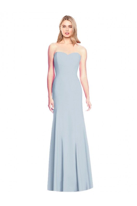 Stretch Crepe Strapless Low Back Trumpet Light Sky Blue Formal Dress / Bridesmaid Dress Manchester