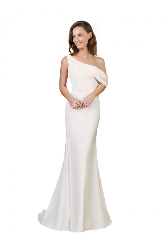 Stretch Crepe One Shoulder Sheath Ivory Formal Evening Gown / Prom Dress / Bridesmaid Dress Manchester