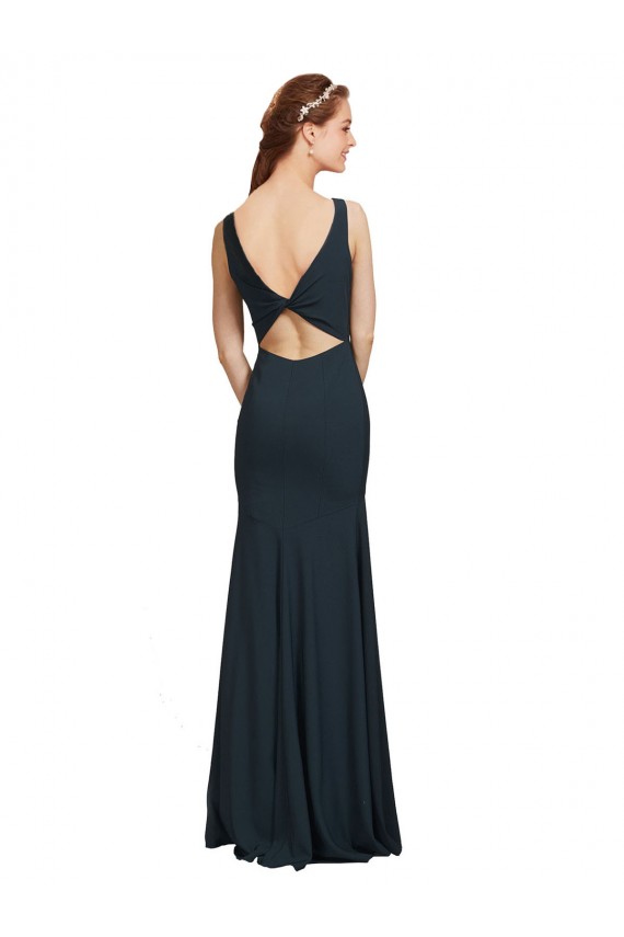 Stretch Crepe Bateau Neck Open Back Mermaid Black Prom Dress / Bridesmaid Dress Manchester