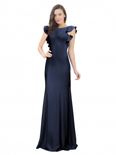 Stretch Crepe Bateau Neck Keyhole Back Mermaid Dark Navy Prom Dress / Bridesmaid Dress Manchester