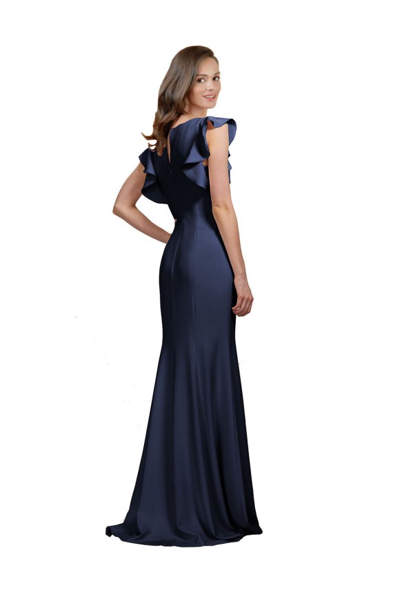 Stretch Crepe Bateau Neck Keyhole Back Mermaid Dark Navy Prom Dress / Bridesmaid Dress Manchester