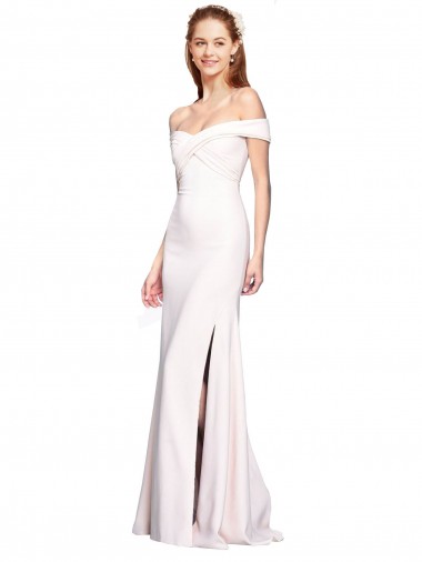 Stretch Crepe Off the Shoulder Mermaid White Formal Dress / Bridesmaid Dress Manchester