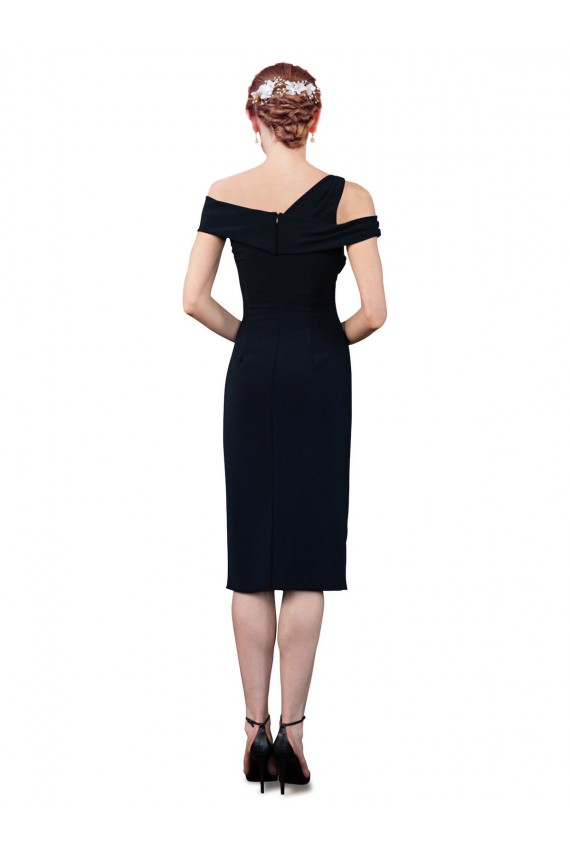 Stretch Crepe Off the Shoulder Cocktail Length Mermaid Dark Navy Formal Evening Gown / Prom Dress / Bridesmaid Dress Manchester