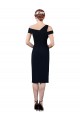 Stretch Crepe Off the Shoulder Cocktail Length Mermaid Dark Navy Formal Evening Gown / Prom Dress / Bridesmaid Dress Manchester