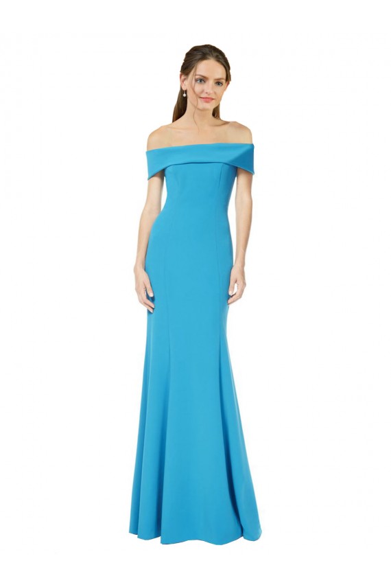 Stretch Crepe Off the Shoulder Sheath Peacock Blue Formal Dress / Bridesmaid Dress Manchester