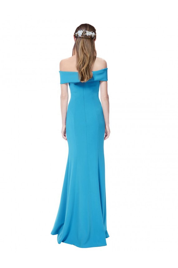 Stretch Crepe Off the Shoulder Sheath Peacock Blue Formal Dress / Bridesmaid Dress Manchester