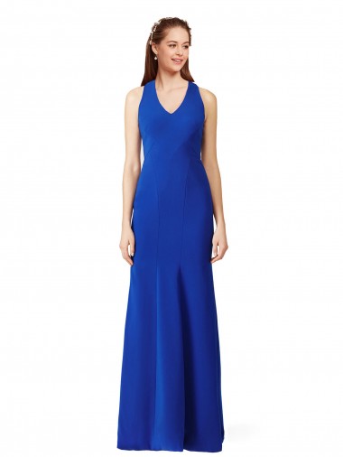 Stretch Crepe V-Neck Mermaid Royal Blue Formal Evening Gown / Prom Dress / Bridesmaid Dress Manchester