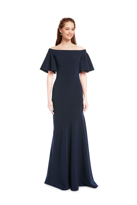 Stretch Crepe Off the Shoulder Mermaid Dark Navy Bridesmaid Dress / Formal Dress Manchester
