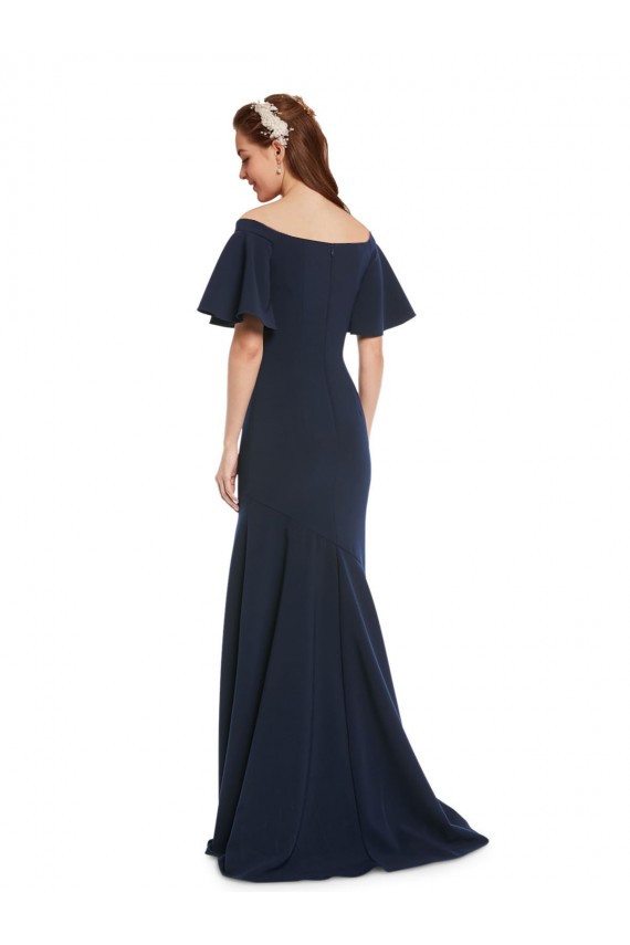 Stretch Crepe Off the Shoulder Mermaid Dark Navy Bridesmaid Dress / Formal Dress Manchester