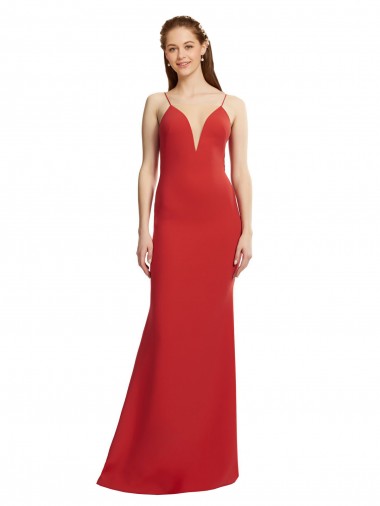 Stretch Crepe V-Neck Open Back Mermaid Red Formal Evening Gown / Prom Dress / Bridesmaid Dress Manchester