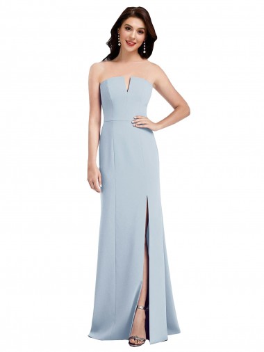 Stretch Crepe Strapless Low Back Trumpet Light Sky Blue Bridesmaid Dress / Evening Dress Manchester