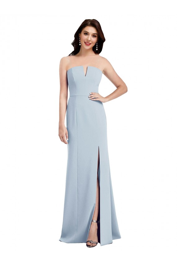 Stretch Crepe Strapless Low Back Trumpet Light Sky Blue Bridesmaid Dress / Evening Dress Manchester